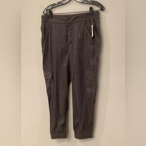 Anthropologie Shiny Carbon Cargo Ladies Jogger Pants in Size MP. NWT.